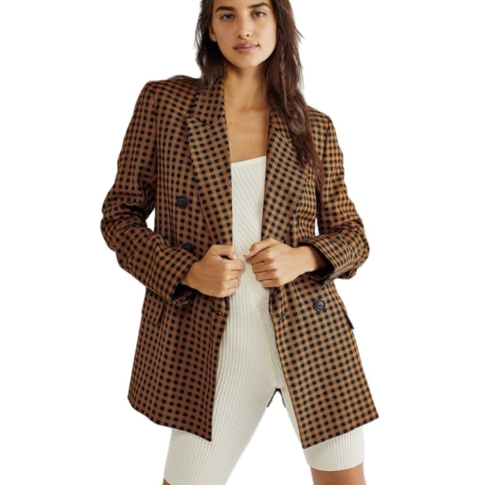 NWOT Free People Ashby Gingham Checkered Blazer - Picture 1 of 13